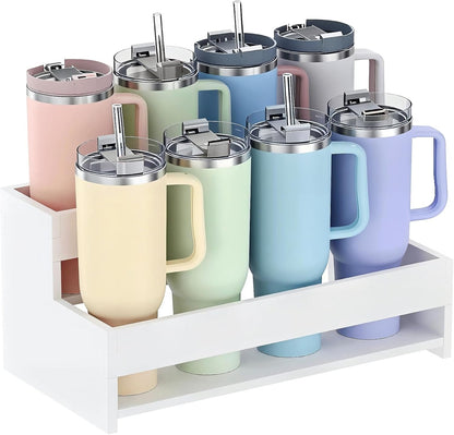 Water Bottle Organizer, 2-Tier 15.7" W Tumbler Holder for 8 Cups, Pantry Kitchen Storage Rack for Wine Bottles Countertop Cabinet