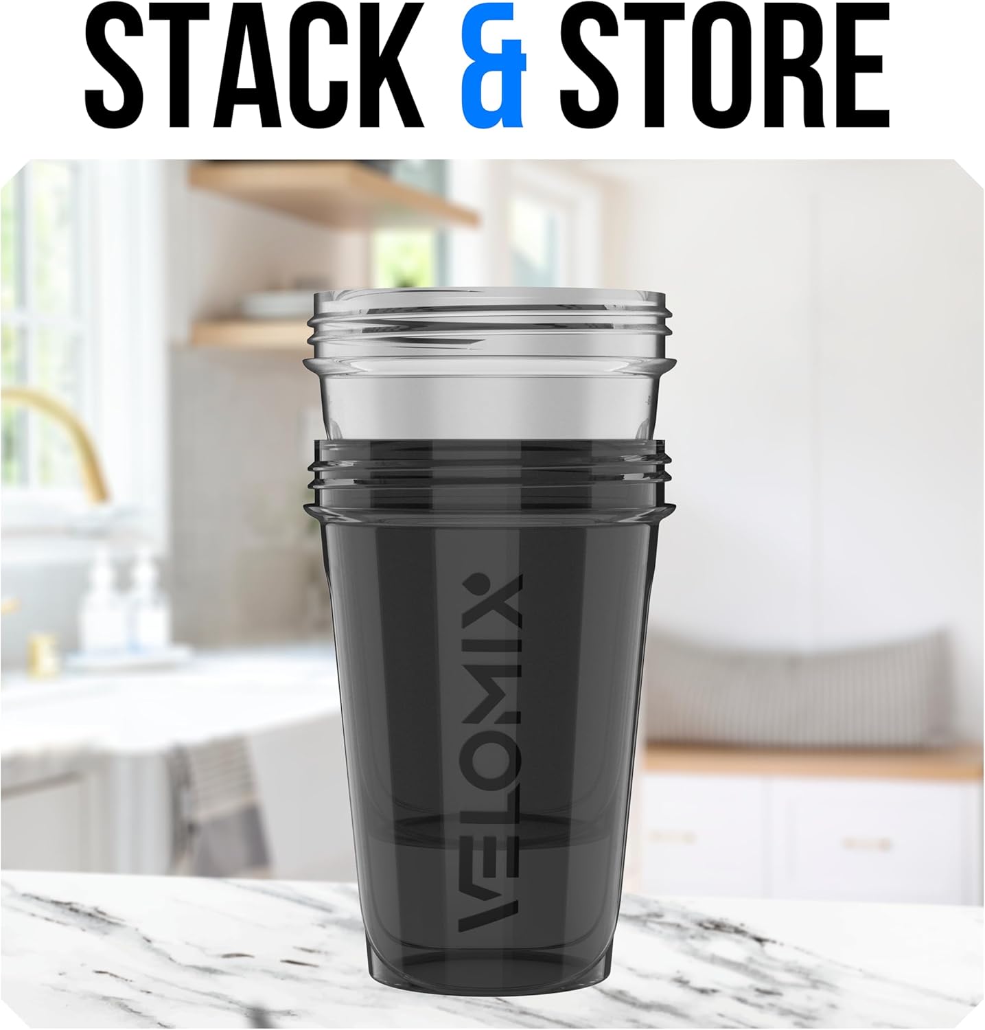 VELOMIX -2 Pack- 20 oz Protein Shaker Bottles for Protein Mixes - 2x Wire Whisk | Leak Proof Shaker Cups for Protein Shakes and Pre Workout | Protein Shaker Bottle Pack (Black/Transparent)