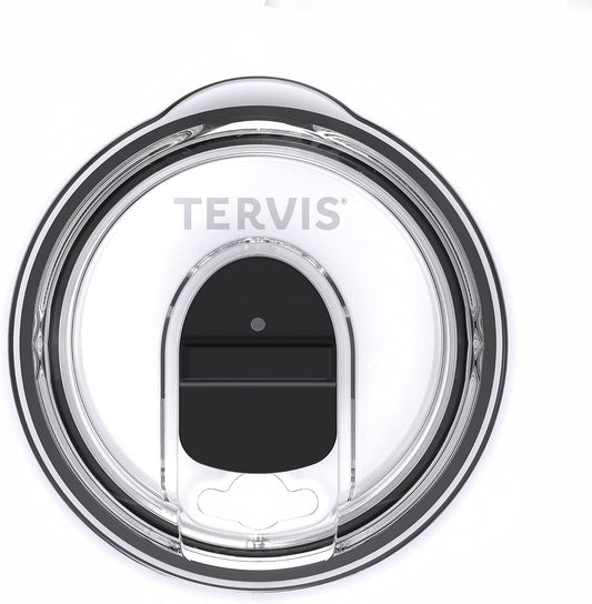 Tervis Slider Lid Made in USA Double Walled Insulated Tumbler Travel Cup Keeps Drinks Cold & Hot, Fits 12 & 20oz Stainless Steel, Clear
