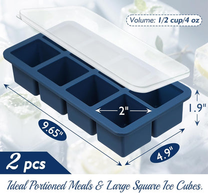 Webake Water Bottle Ice Cube Tray with Silicone Lids, 2 Pcs Long Ice Stick Molds - Stackable & Space-Saving, Perfect for Highball Drinks, Cocktail Parties & Sports Bottles