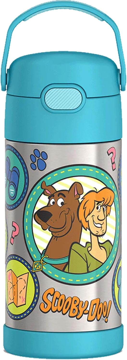 THERMOS FUNTAINER Water Bottle with Straw - 12 Ounce - Kids Stainless Steel Vacuum Insulated Water Bottle with Lid, Bluey - Colors A