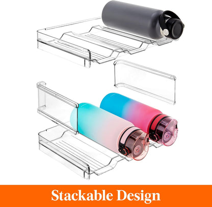 Lifewit 2 Tier Stackable Water Bottle Organizer for Cabinet, Plastic Bottle Holder Fits 6 Bottles/Tumblers up to 3.8" Diameter for Pantry/Countertop/Cupboard, 28 x 19 x 15 cm/11 x 7.5 x 5.7"