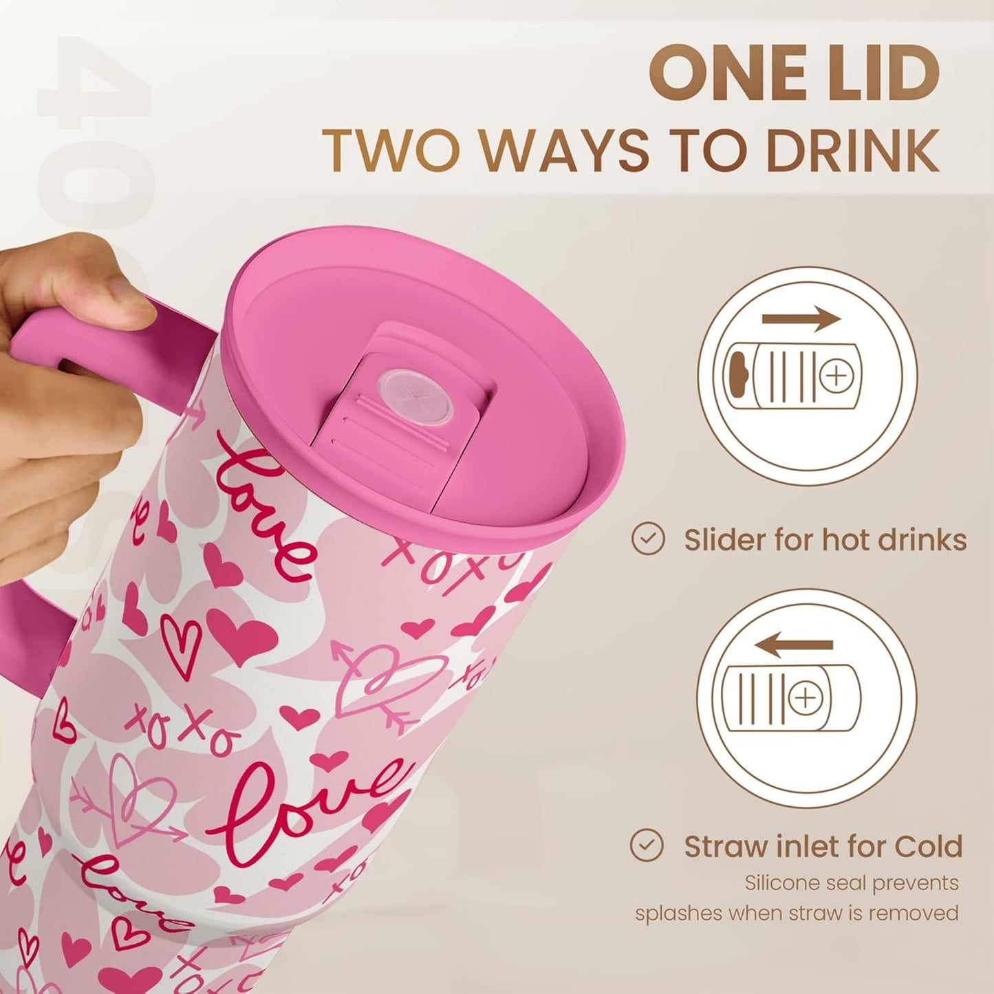 SANDJEST Pickleball 40oz Tumbler With Handle and Straw, Pickleball Queen Insulated Stainless Steel Travel Coffee Mug for Women Girls Players, Gift Idea for Birthday Christmas Mothers Day