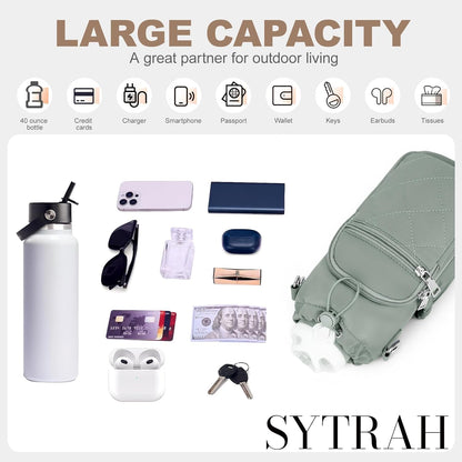SYTRAH Water Bottle Carrier Bag with Strap, Water Bottle Purse with Phone Pocket 40oz for Walking Hiking