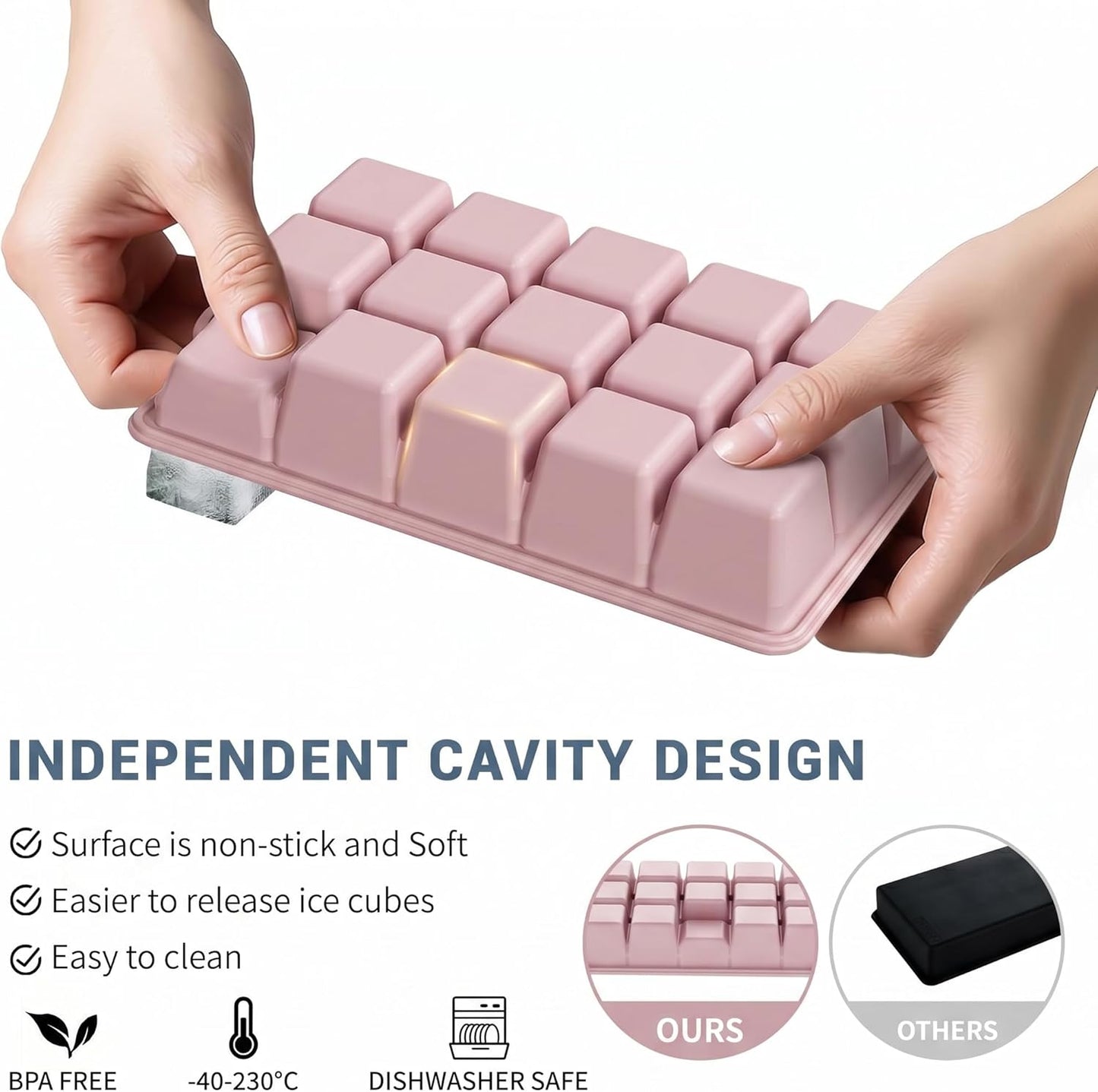Silicone Ice Cube Tray 3 Pack, HANCELANT Ice Cube Mold, Ice Trays for Freezer with Lid for Whiskey, Baby Food, BPA Free, Easy Release