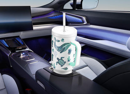 Meoky 40 oz Tumbler with Handle and Straw: Stainless Steel Insulated Tumbler with Lid and Straw - 100% Leak Proof Tumbler for Car Cup Holders - Travelers Commuters Workers, Pink