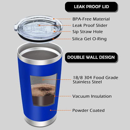 AIANJI 20oz Tumbler Bulk Stainless Steel Tumblers with Lid Vacuum Insulated Double Wall Travel Coffee Mug Powder Coated Tumbler Cup for Hot and Cold Drinks(Stainless Steel, 1 pack)