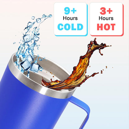 20 oz Tumbler with Handle and Lid, Stainless Steel Tumbler Insulated Travel Coffee Mug, Spill Proof Double Wall Vacuum Tumbler Cup Keep Drink Hot & Cold,White, 1 Pack