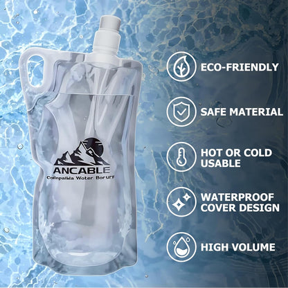 Ancable 33oz (1L) Collapsible Water Bottles, 3-Pack Reusable Travel Foldable Water Bottles for Hiking Camping Running Bike, BPA-Free Water Bottle