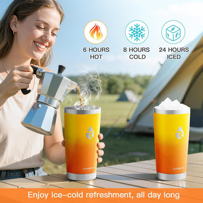 RAYMYLO Insulated Travel Coffee Tumbler 20oz, Detachable & Spill-Proof Slider Lid for Thorough Clean, Stainless Steel Reusable Coffee Mug with Lid Fits Most Car Cup Holder & BPA Free