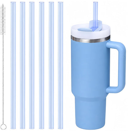 Joshey 12 Inch Tritan Replacement Straws for Stanley 40oz Tumbler - 6 Pack Reusable Long Straws with Cleaning Brush, Fits 30oz & 40oz Stanley Cup Accessories, BPA-Free (6 Colors)