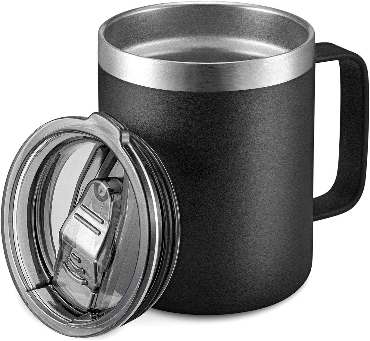 12oz Insulated Coffee Mug Cup with Handle, Stainless Steel Travel Coffee Mug with Flip Lid, Double Wall Vacuum Coffee Tumbler, Navy