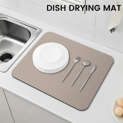 WISELIFE Dish Drying Mat Super Absorbent Drying Mat Large Dish Drying Mats for Kitchen Counter Easy Clean Dish Mat Kitchen Drying Mat15"x 18" Stylish Grey