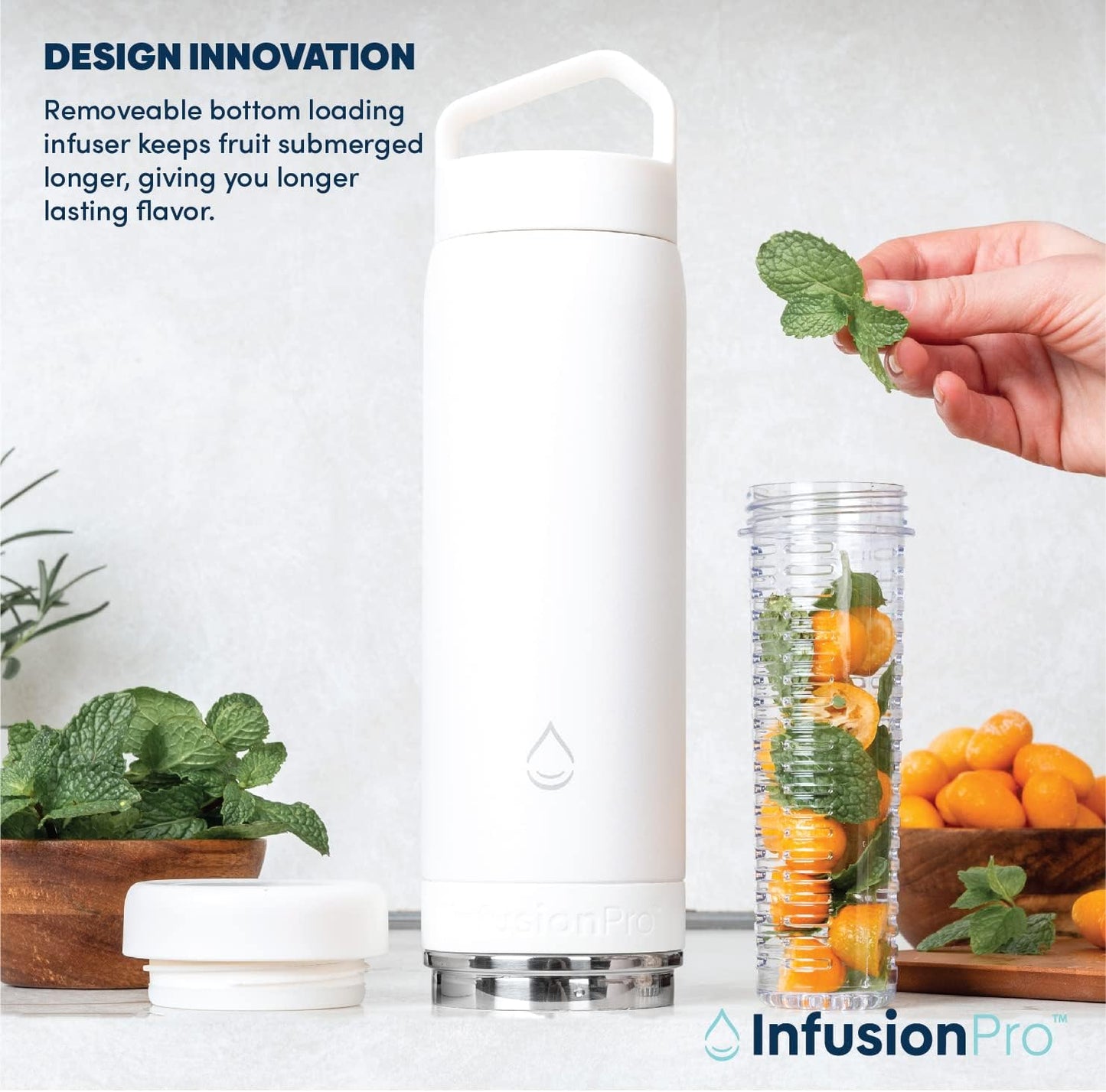 Infusion Pro Fruit Infuser Water Bottle with Straw Lid (32 oz) Stainless Steel Vacuum Insulated : 50 Recipe Fruit Infusion eBook : More Flavor : Easy Cleaning : Great Gift