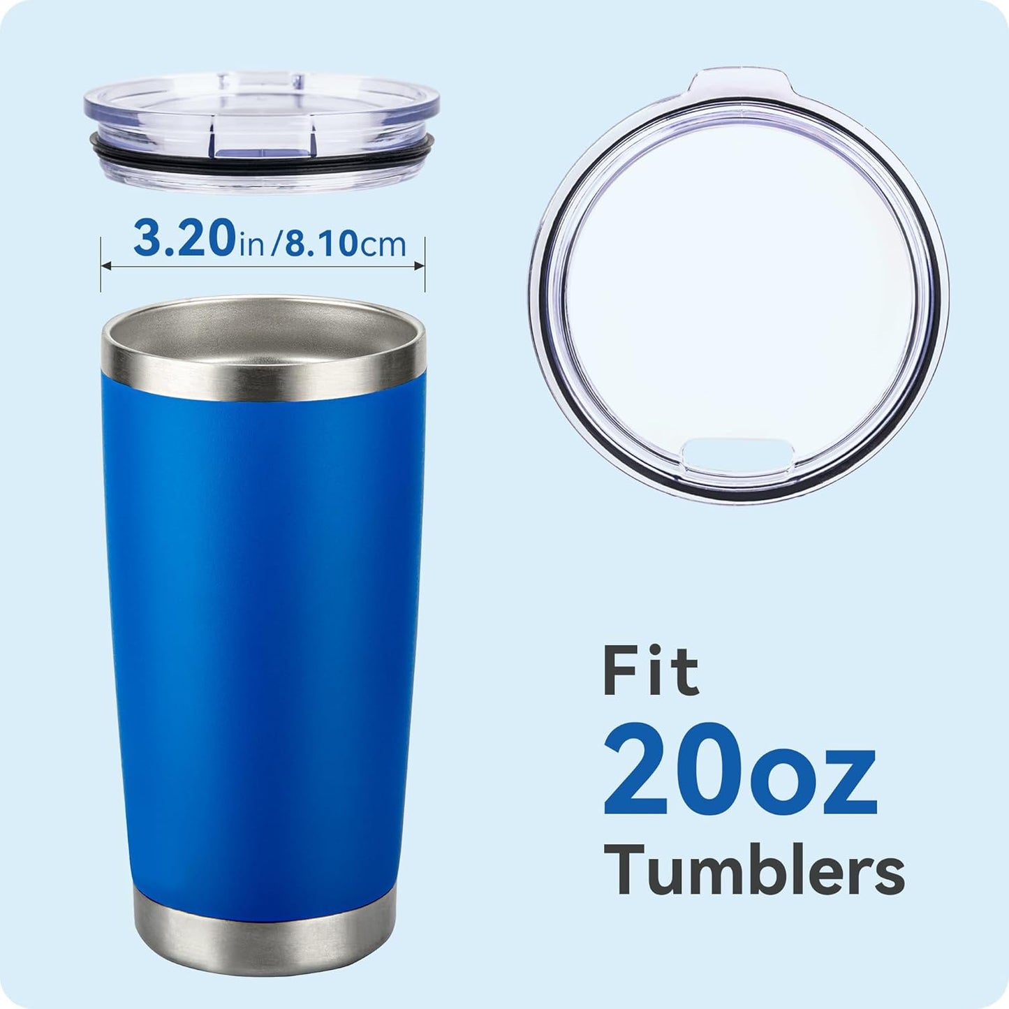 2 Pack 20 ozTumbler Lid for Yeti Rambler,Old Style Rtic and More Travel Mugs, Splash Proof Replacement Lid for 3.2" Inner Diameter Tumblers