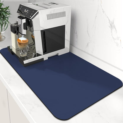 WISELIFE Coffee Mat Super Absorbent Dish Drying Mat Coffee Bar Accessories Match with Machine Large Drying Mats for Kitchen Counter 12" W x 19" L, Black