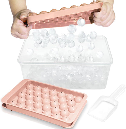WIBIMEN Ice Cube Tray with Lid and Bin - Round Ice Trays for Freezer with Lid - Ice Cube Trays for Freezer with Ice Container (1"-2PACK Blue)