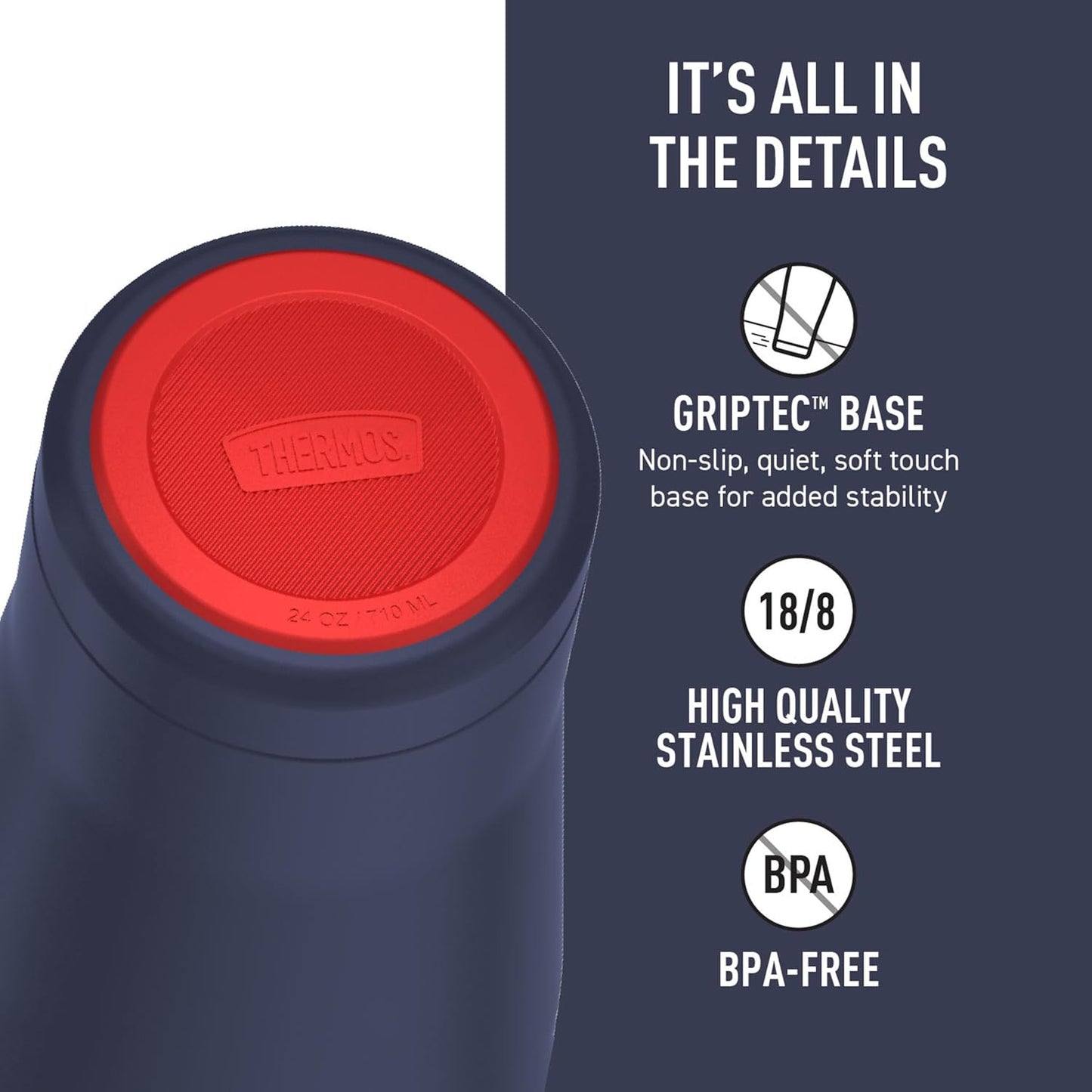 THERMOS ICON SERIES, Stainless Steel Tumbler with Slide Lock, 18 Ounce, Mystic Navy
