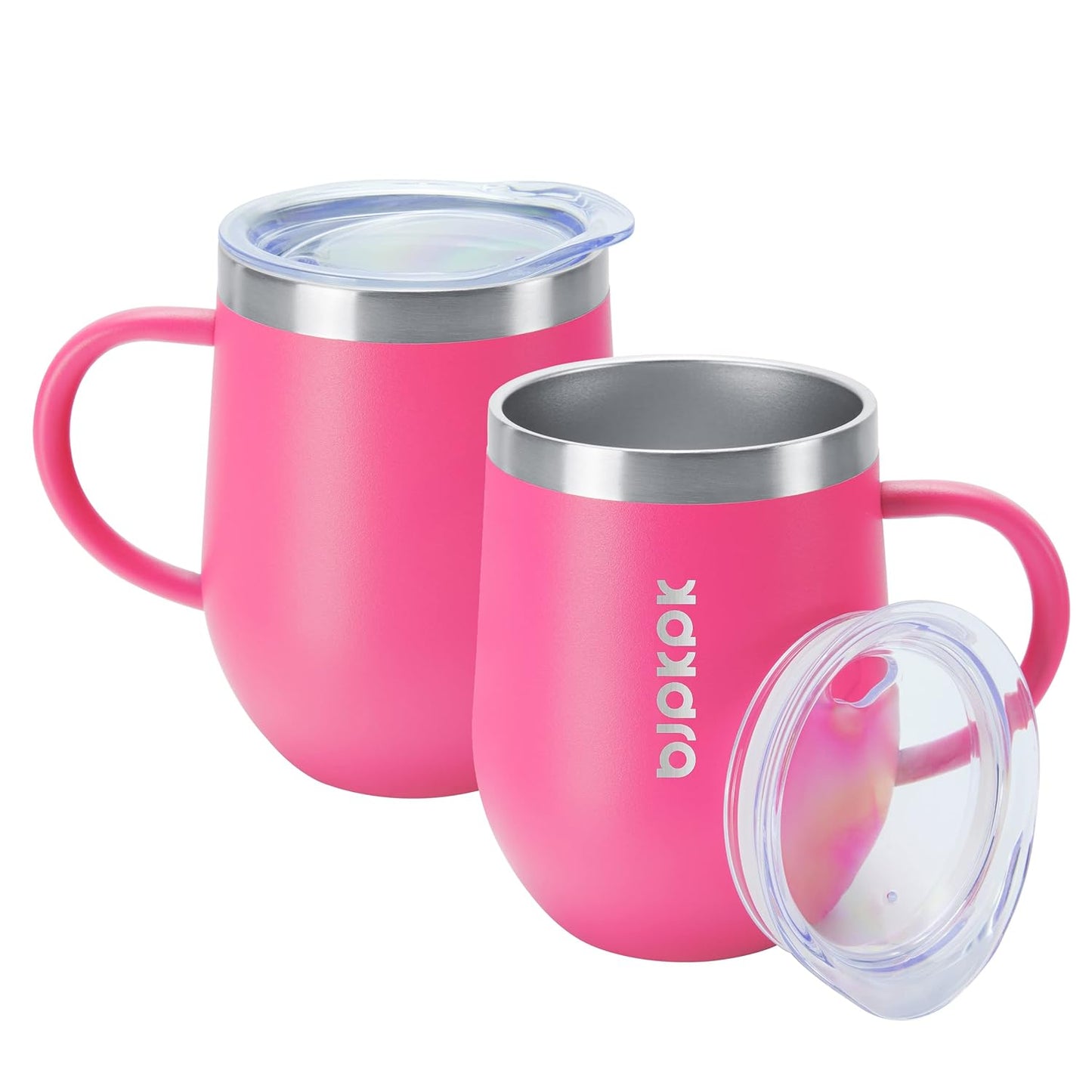 BJPKPK 2 pcs Insulated Coffee Mug, 14oz Insulated Tumbler with Lid, Stainless Steel Coffee Cups with Splash Proof Lid-White