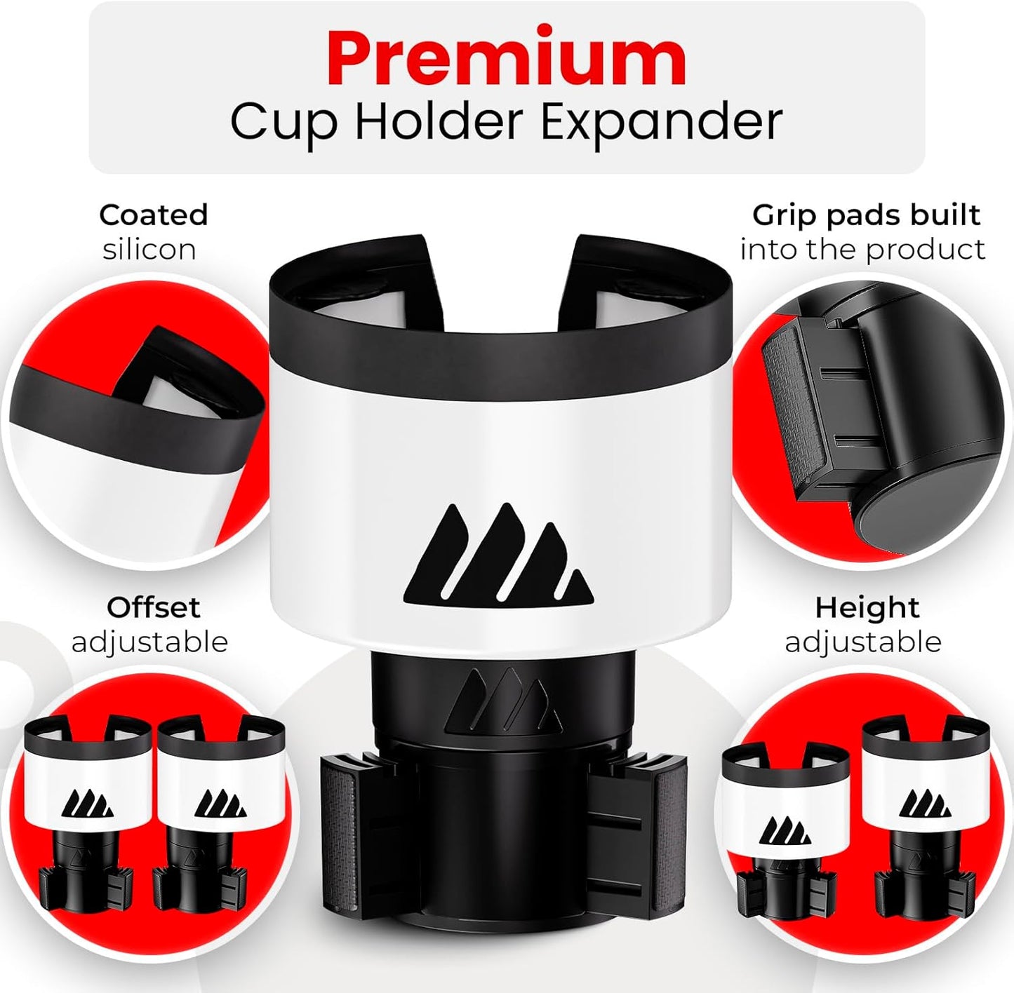 [Upgraded] Integral Ultimate Car Cup Holder Expander - Adjustable Base - Organizer & Expander for Vehicles - Compatible with Mugs, Yeti 14/24/36/46oz, Rambler, Hydro Flasks 32/40oz, 3.4"-4.0" Bottles