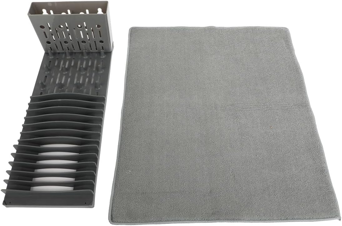 Lily's Home 19" x 15.5" Premium Microfiber Kitchen Counter Mat with Collapsible Rack Absorbent Dish Drying Mat for Sink Dishes Utensils Pots and Pans