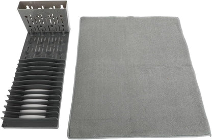 Lily's Home 19" x 15.5" Premium Microfiber Kitchen Counter Mat with Collapsible Rack Absorbent Dish Drying Mat for Sink Dishes Utensils Pots and Pans