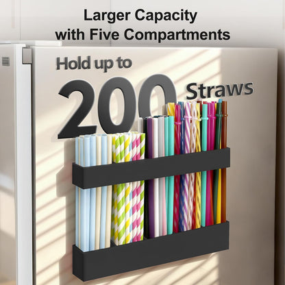 9.5” Large Acrylic Straw Holder for Cabinet Door, Reusable Adjustable Two-Part Straws Organizer with Ultra Sticky Adhesive Strips, 2026 Straw Storage for Kitchen Cupboard (Transparent)
