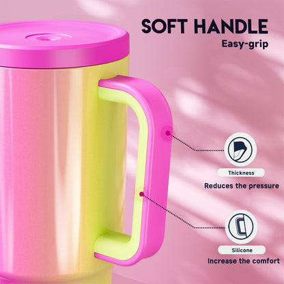 Meoky 40 oz Tumbler with Handle and Straw: Stainless Steel Insulated Tumbler with Lid and Straw - 100% Leak Proof Tumbler for Car Cup Holders - Travelers Commuters Workers, Donut