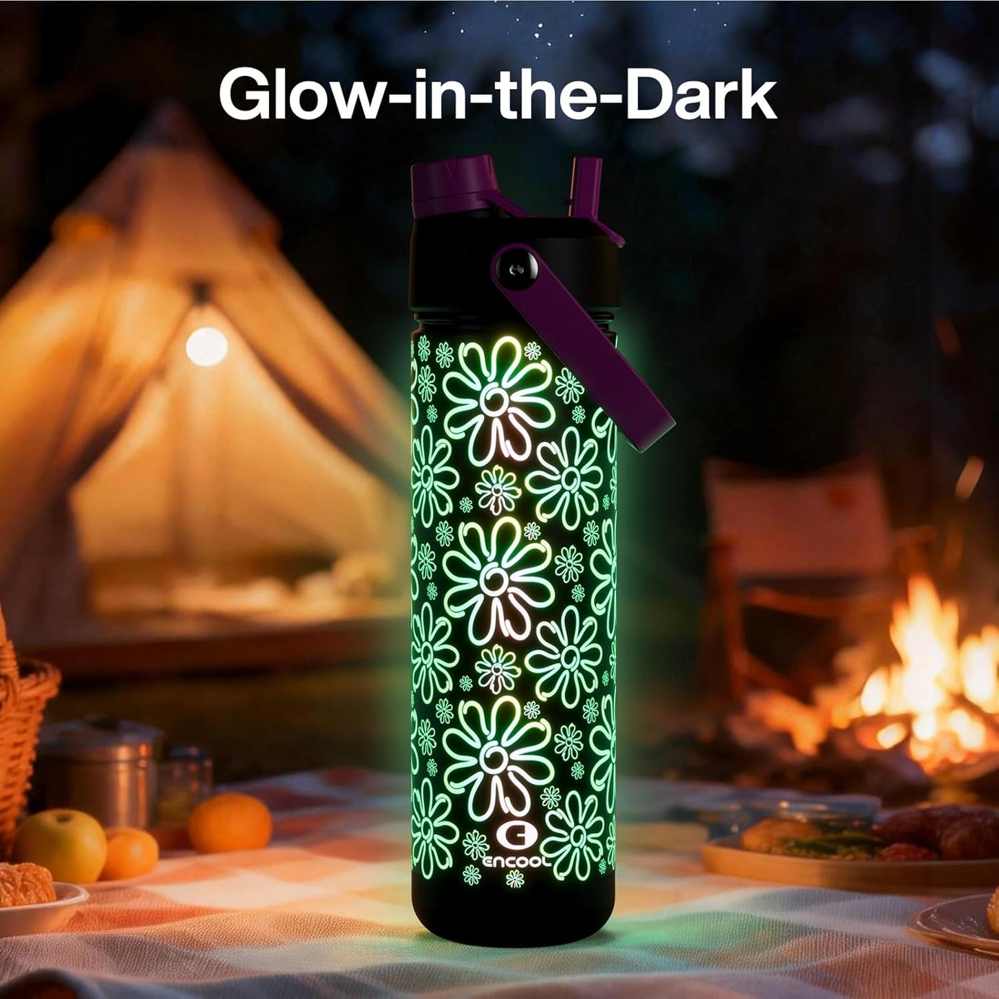 ENCOOL Insulated Water Bottle with Straw Stainless Steel Water Bottle, Leak-Proof, BPA-Free, Double Wall Vacuum Keeps Cold for 24 Hours for Sports, Travel, School (26 oz, Cotton Candy) - Colors D