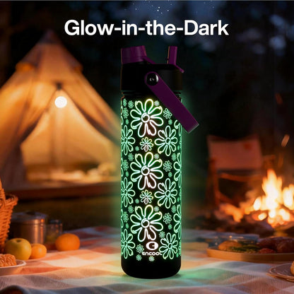 ENCOOL Insulated Water Bottle with Straw Stainless Steel Water Bottle, Leak-Proof, BPA-Free, Double Wall Vacuum Keeps Cold for 24 Hours for Sports, Travel, School (26 oz, Cotton Candy) - Colors D