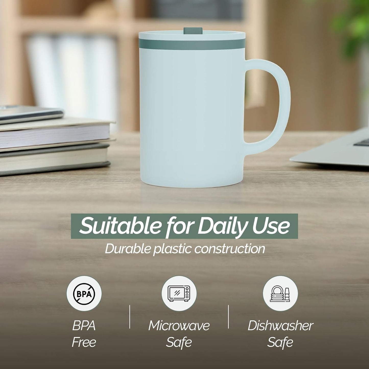 Copco Desk Mug 16 oz - Durable BPA-Free, Double-Wall Insulation for Hot & Cold Drinks, Microwave & Dishwasher Safe, Ideal for Office, Home, Travel - Spill-Resistant Reusable Mug (Teal)
