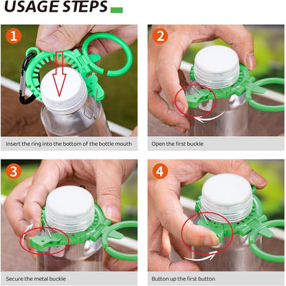 Heavy-Duty Water Bottle Holder with Carabiner – Fits 1.0" or 1.4" Bottles, Holds Towels or Hats,Outdoor Hiking Water Bottle Clip.