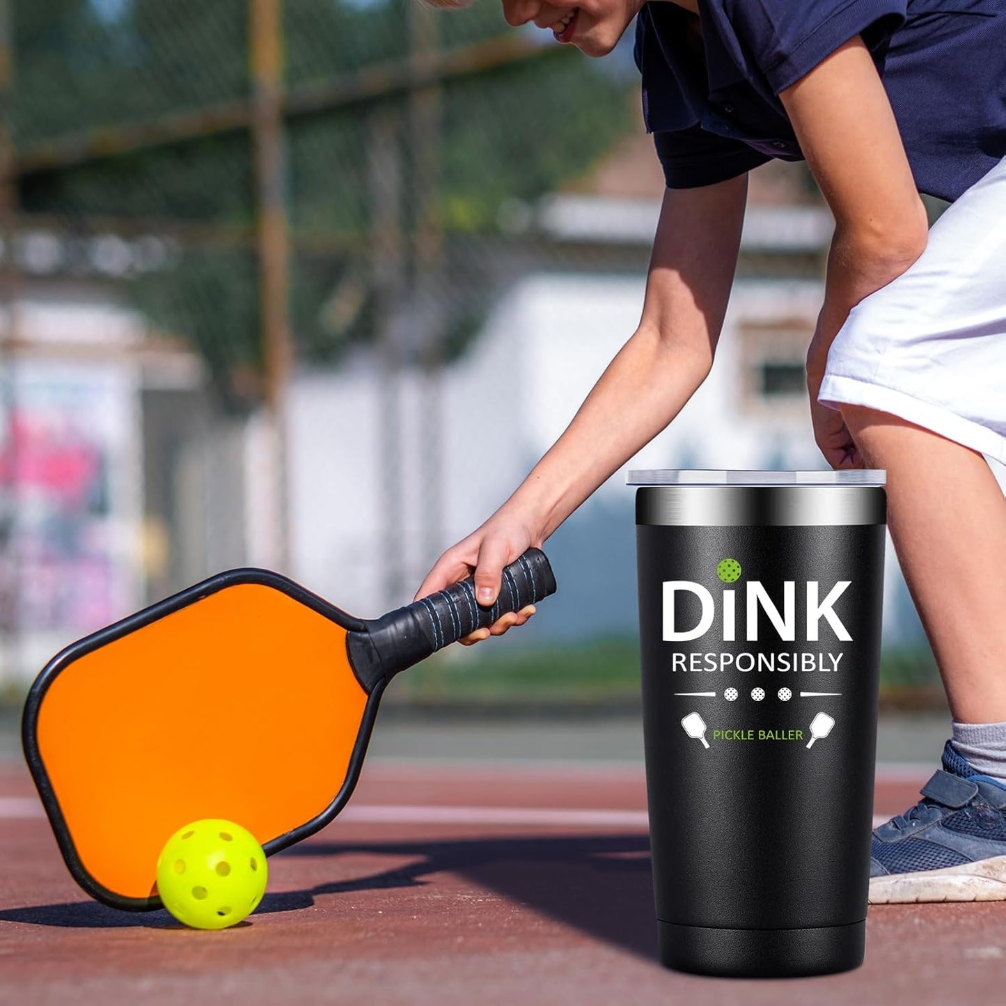 Fufandi Pickleball Gifts for Men Women - Pickle Ball Dink Responsibly - Christmas, Birthday Gifts for Pickleball Lovers Player Coach - Tumbler Cup 20oz