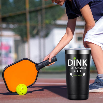 Fufandi Pickleball Gifts for Men Women - Pickle Ball Dink Responsibly - Christmas, Birthday Gifts for Pickleball Lovers Player Coach - Tumbler Cup 20oz
