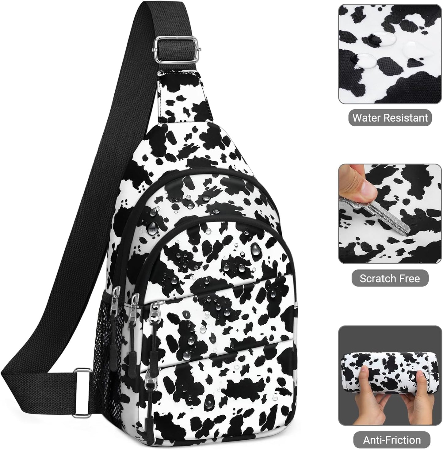 Tuwubi Crossbody Bags for Women, Sling Bag for Men, Small Hiking Backpack Anti Theft Lightweight for Outdoors Travel (M, Black)