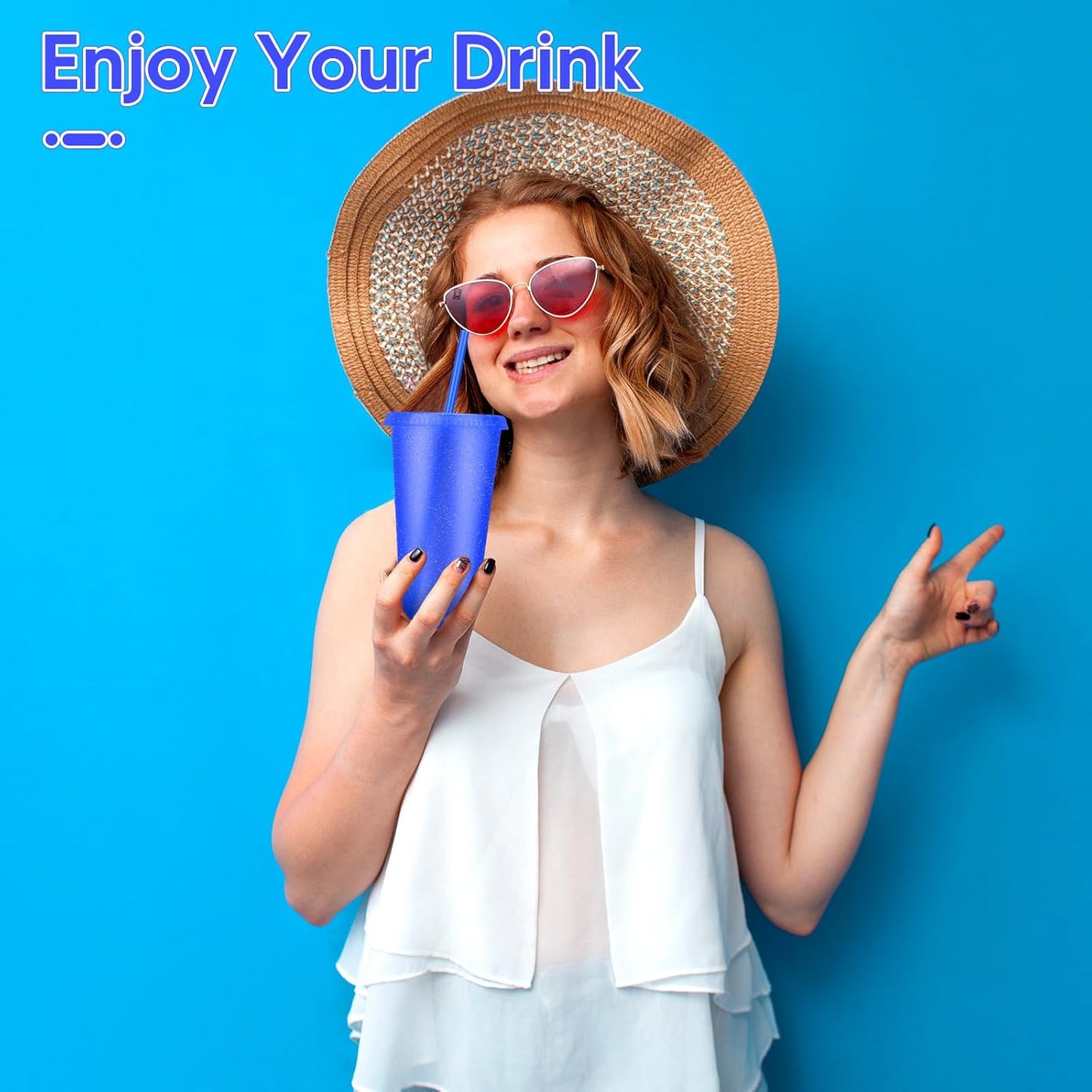 24 Pack Plastic Tumblers with Lids and Straw, Reusable Cups with Lids and Straws Colorful Cups for Cold Drink Iced Coffee, Plastic Tumbler Bulk for Party Birthday Gifts (24 oz, Stylish Colors)