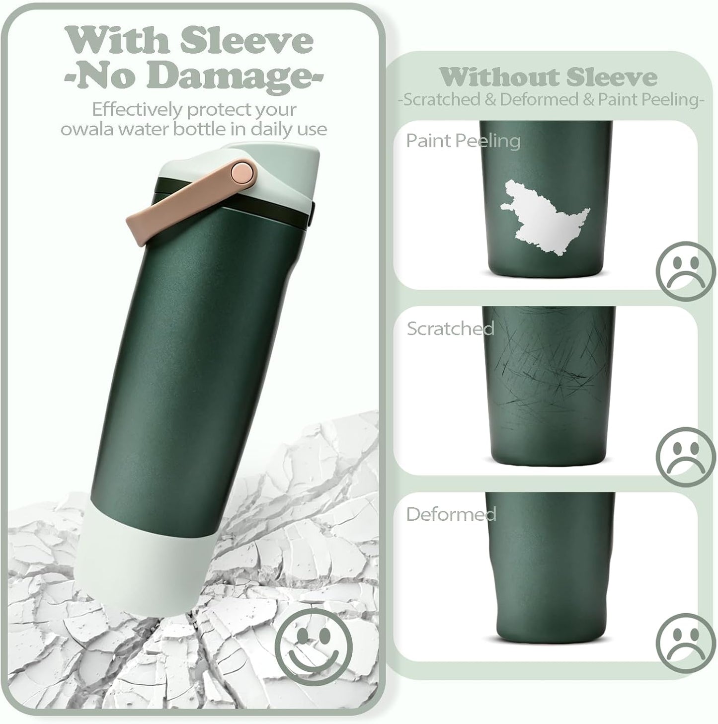2PCS Silicone Boots for Owala 30oz & 40oz FreeSip Sway Bottles & Tumblers – Non-Slip, Scratch-Resistant, Stability Enhancer for Owala Accessories (Eucalyptus Green) - Colors A