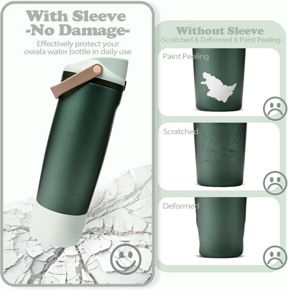 2PCS Silicone Boots for Owala 30oz & 40oz FreeSip Sway Bottles & Tumblers – Non-Slip, Scratch-Resistant, Stability Enhancer for Owala Accessories (Eucalyptus Green) - Colors A