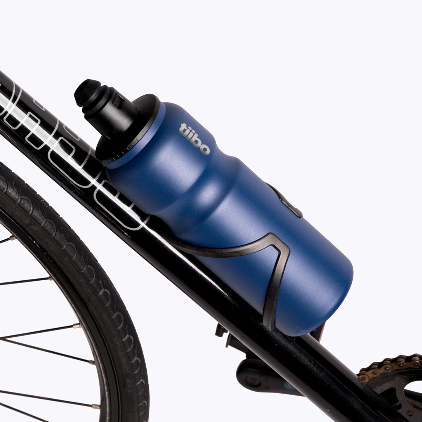 tiibo Vacuum Insulated Stainless Steel Bike Water Bottle, Double Wall, No-Squeeze, Fast Flow Sport Nozzle, Designed for Cycling, Biking, Fitness & Sports, Fits Most Bike Cages (Brushed, 23OZ)