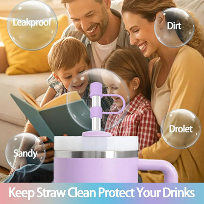 6PCS Silicone Straw Covers Cap Compatible with Stanley Cup 30&40oz Tumbler with Handle 10mm Straw Toppers，Straw Tips Lids Dust-Proof Reusable for Stanley Cup Accessories (White)