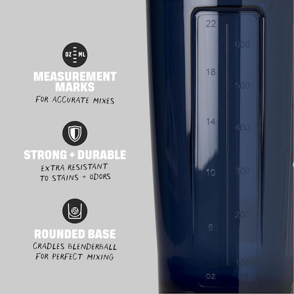BlenderBottle Shaker Bottle Pro Series Perfect for Protein Shakes and Pre Workout, 24-Ounce, Black