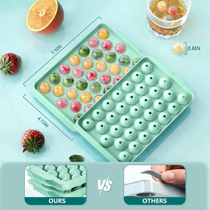 Optish 3 Pack Ice Trays for Freezer, 99 PCS Ice Cube Tray with Lid and Bin, Round Ice Cube Mold, Circle Ice Maker for Chilling Drinks (0.8 inch, Pink)