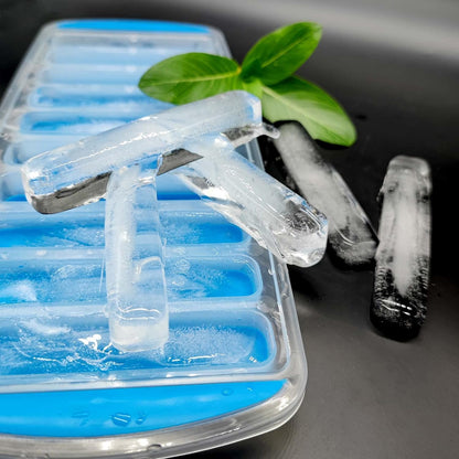 Medsuo Ice Cube Tray Bottle Ice Stick Trays Bottom Silicone Easy Release Reusable Long Ice Cube with No Spill Removable Lid Ideal for Sports and Water Bottles Jugs Whiskey Cocktail - Blue