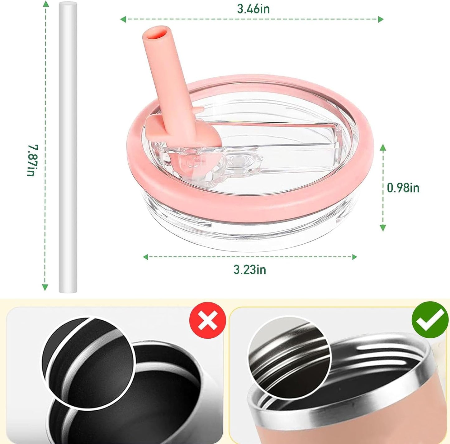 2 Pack 30 oz Tumbler Flip Straw Lid Replacement Compatible for Stanley Quencher, Leak Proof Lid Replacement for 30 OZ Stanley H2.0 FlowState Tumbler,Spill Proof Splash Reusable (Transparent Cream)