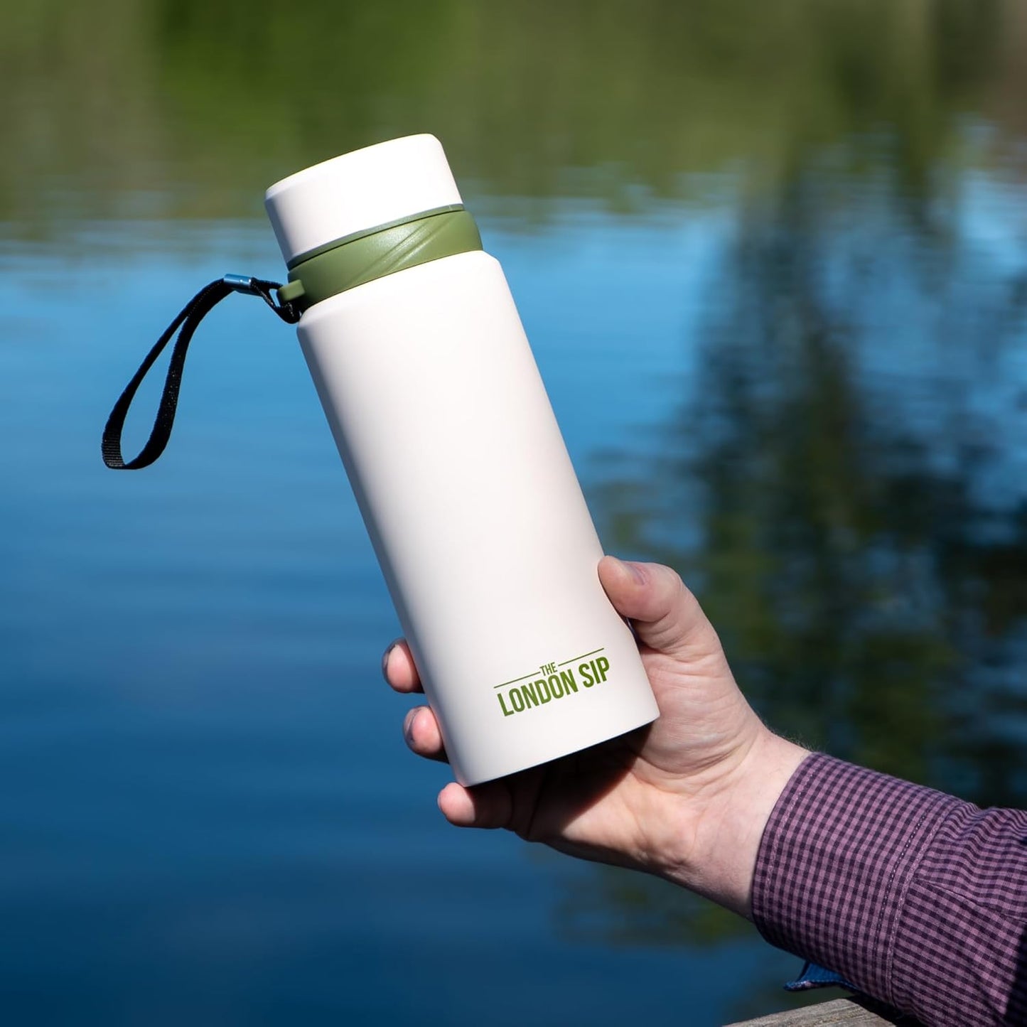 London Sip 25 oz Multi-Function Travel Mug and Tumbler Tea Infuser Water Bottle Fruit Infuser Flask Hot and Cold Double Wall Stainless Steel Coffee Thermos, Cosmic Silver