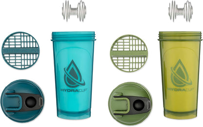 Hydra Cup ProFlow [2 Pack] 28 oz Shaker Bottles for Protein Shakes, Shaker Cups with Ball Blender Whisk, Shaker Bottle with Handle, Travel To Go, BPA Free (Red & Blue, 28oz)