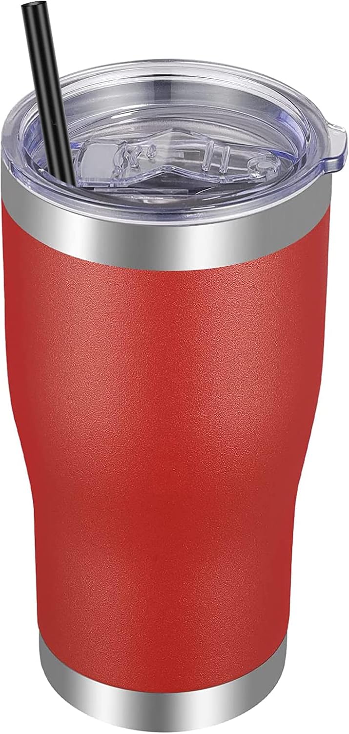 VEGOND 20oz Tumbler Stainless Steel Tumbler Cup with Lid And Straw Vacuum Insulated Double Wall Travel Coffee Mug(Orange 1 Pack)