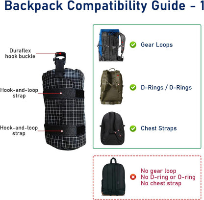 Cactus-24 Ultralight Water Bottle Pouch for Backpack - Fits 8-24oz, Hands-Free Hydration Pack for Camping & Hiking