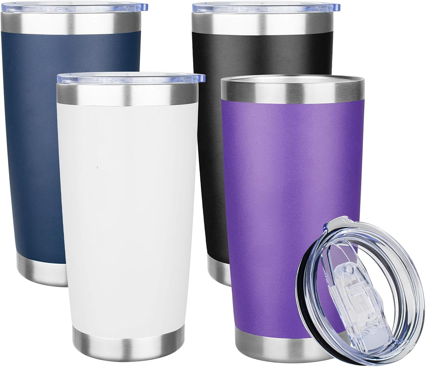 20oz Tumbler with Lid Stainless Steel Insulated Tumblers Travel Coffee Tumbler Bulk Double Wall Vacuum Insulated Water Cup Gifts for Christmas Women Men Her Him Home Office(Navy Blue, 1pack)