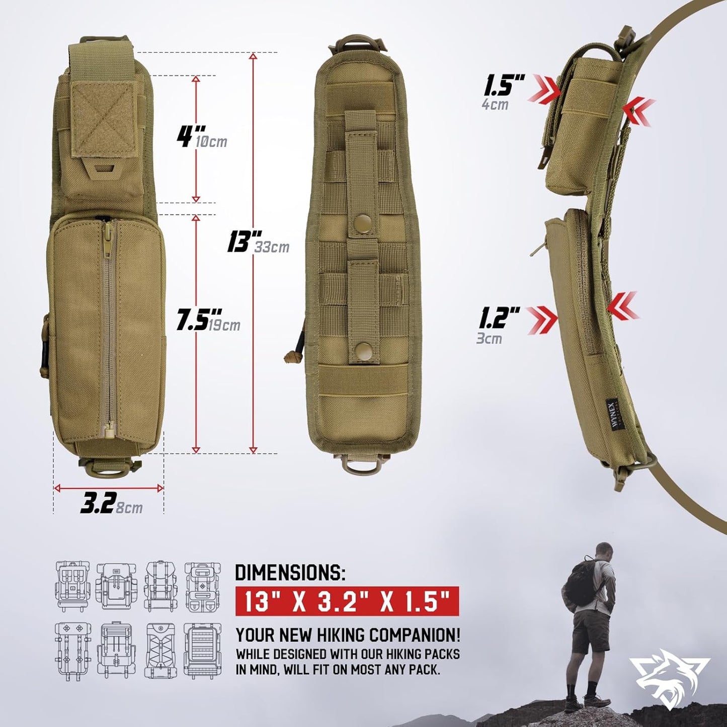 WYNEX Molle Tactical Pouches of Water Bottle Pouch Version, Tactical Accessories Backpack Strap Pouch Water Bottle Carrier Holder Molle Accessories for Backpacks